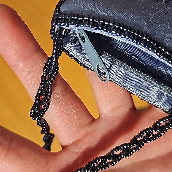 Hand stitched, embellished and beaded Crossbody pouch with Zipper - Picture 4 of 5